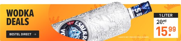 1 liter esbjaerg vodka van &euro;20.99&nbsp;voor&nbsp;&euro;15.99&nbsp;